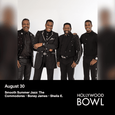 Poster for Smooth Summer Jazz: The Commodores • Boney James • Sheila E. at the Hollywood Bowl.